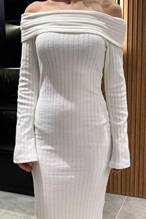 Madonna Yaka Kadın Uzun Elbise