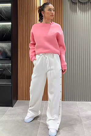 Kadın Kapalı Çıtçıt Detaylı Palazzo Eşofman Altı