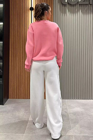 Kadın Kapalı Çıtçıt Detaylı Palazzo Eşofman Altı