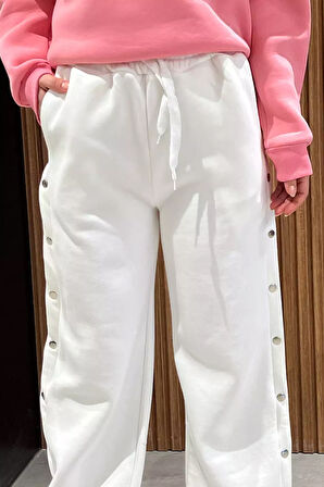 Kadın Kapalı Çıtçıt Detaylı Palazzo Eşofman Altı