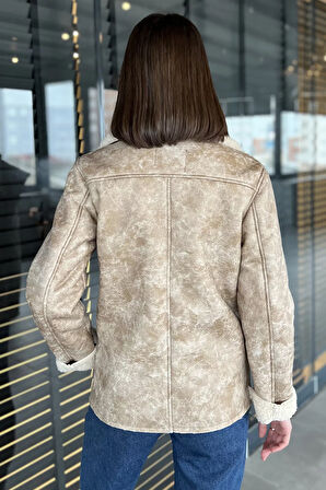 Kadın İçi Peluş Nubuk Mont