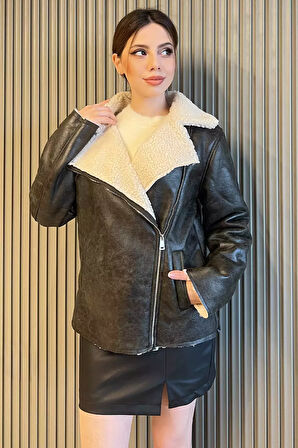 Kadın İçi Peluş Nubuk Mont