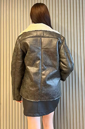 Kadın İçi Peluş Nubuk Mont