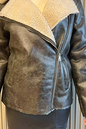 Kadın İçi Peluş Nubuk Mont