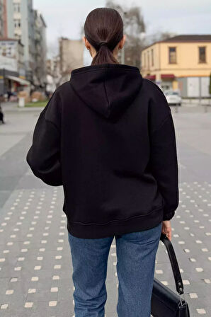Kadın Şardonlu Kanguru Cepli Düğme Detaylı Sweatshirt