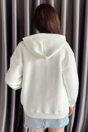 Kadın Şardonlu Kanguru Cepli Düğme Detaylı Sweatshirt