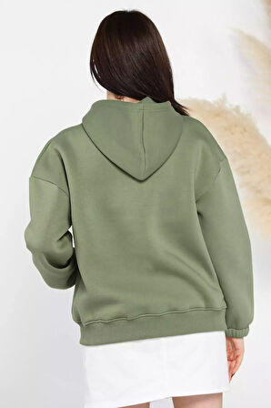 Kadın Şardonlu Kanguru Cepli Düğme Detaylı Sweatshirt