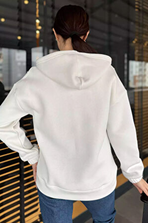Yarım Fermuarlı Üç İplik Şardonlu Kadın Sweatshirt