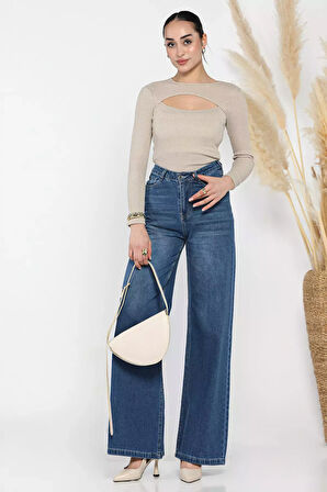 Kadın Palazzo Jean Kot Pantolon