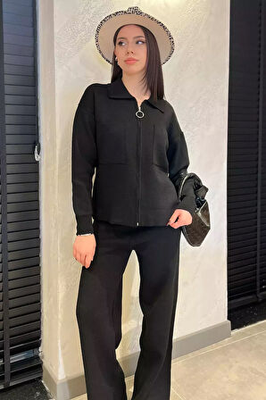Kadın Çift Cepli Triko Hırka Pantolon İkili Takım (s-m-l Beden Uyumludur.)