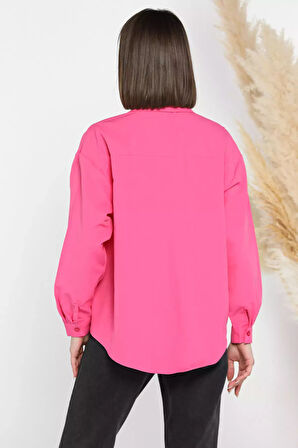 Taş İşlemeli Oversize Kadın Gömlek