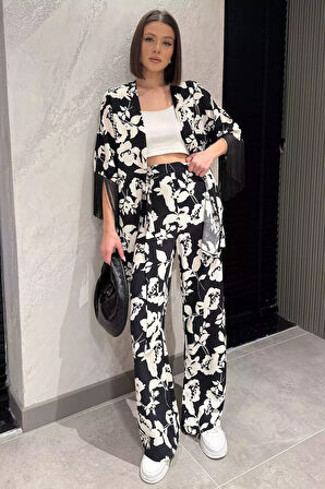 Püskül Detaylı Kadın Kimono Pantolon İkili Takım