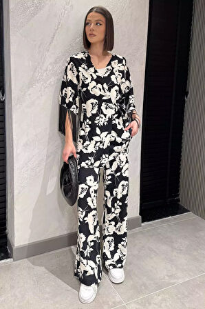 Püskül Detaylı Kadın Kimono Pantolon İkili Takım