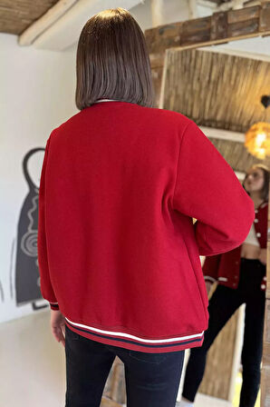 Kadın Şerit Detaylı Ön Çıtçıtlı Kolej Ceket