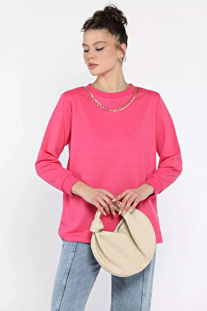 Kadın Bisiklet Yaka Aksesuar Detaylı Bluz