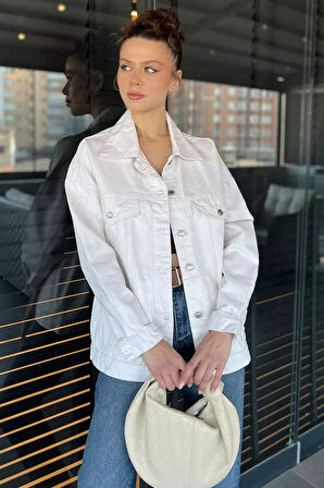 Oversize Kadın Jean Kot Ceket