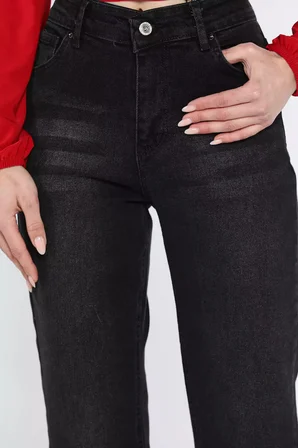 Kesik Paça Yüksek Bel Kadın Jean Kot Pantolon