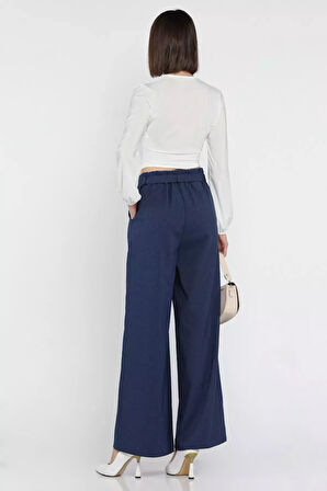 Kadın Yüksek Bel Kemer Detaylı Pileli Pantolon