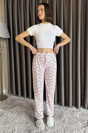 Kadın Bel Lastikli Desenli Pijama Altı