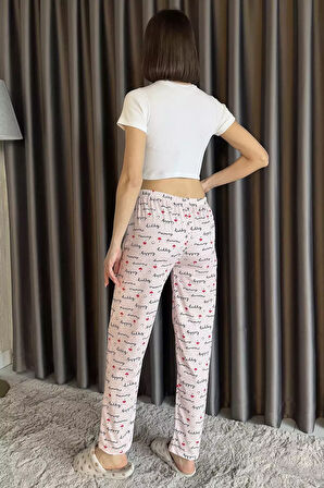 Kadın Bel Lastikli Desenli Pijama Altı