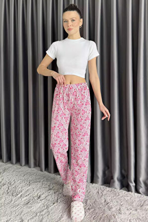 Desenli Bel Lastikli Kadın Pijama Altı
