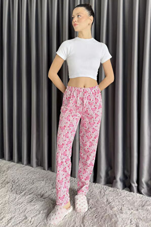 Desenli Bel Lastikli Kadın Pijama Altı