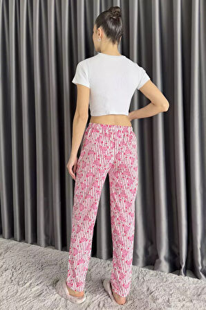 Desenli Bel Lastikli Kadın Pijama Altı