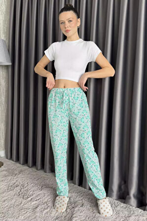Desenli Bel Lastikli Kadın Pijama Altı