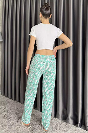 Desenli Bel Lastikli Kadın Pijama Altı