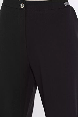 Büyük Beden Bel Lastikli Kadın Kumaş Pantolon