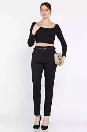 Büyük Beden Kadın Kemerli Kumaş Pantolon