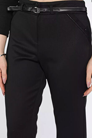 Büyük Beden Kadın Kemerli Kumaş Pantolon