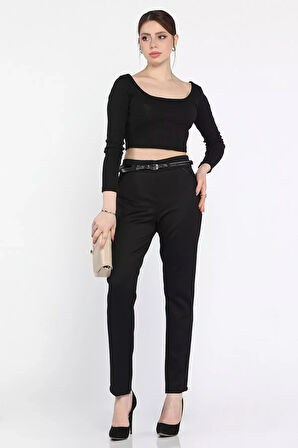 Büyük Beden Kadın Kemerli Kumaş Pantolon