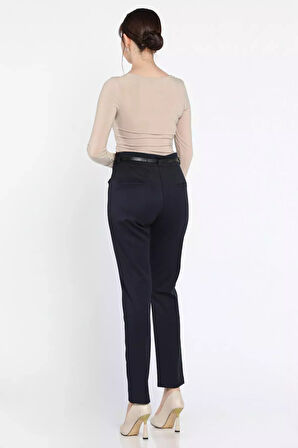 Büyük Beden Kadın Kemerli Kumaş Pantolon