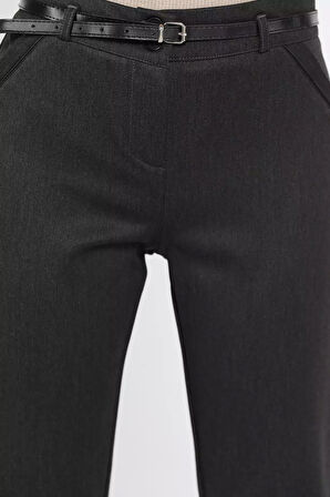 Büyük Beden Kadın Kemerli Kumaş Pantolon