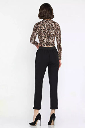 Büyük Beden Bel Lastikli Duble Paça Kadın Pantolon