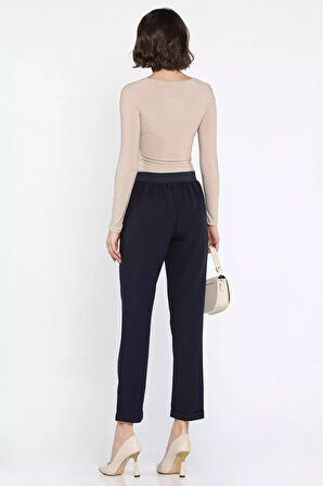 Büyük Beden Bel Lastikli Duble Paça Kadın Pantolon