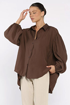 Pile Detaylı Kadın Salaş Gömlek