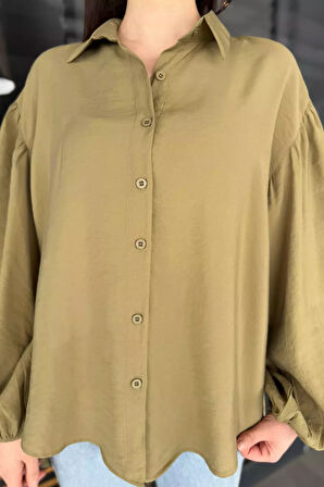 Pile Detaylı Kadın Salaş Gömlek