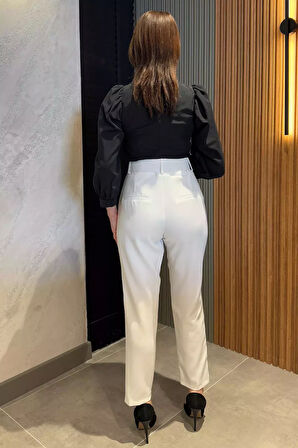 Kemerli Kadın Kumaş Pantolon