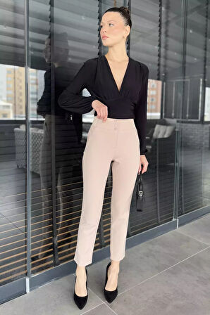 Bel Lastikli Kadın Kumaş Pantolon