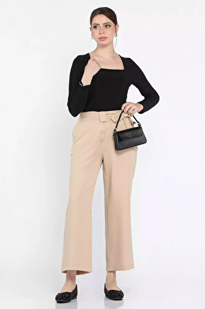 Bel Bağlamalı Büyük Beden Kadın Pantolon