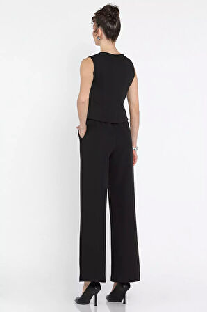 Düğme Detaylı Astarlı Kadın Yelek Pantolon İkili Takım