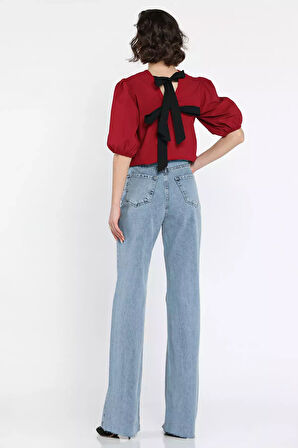 Kesik Paça Kadın Mom Jean Kot Pantolon