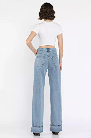 Duble Paça Kadın Mom Jean Kot Pantolon