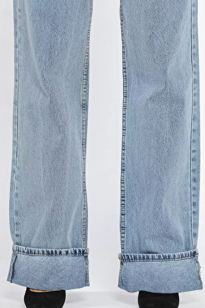 Duble Paça Kadın Mom Jean Kot Pantolon