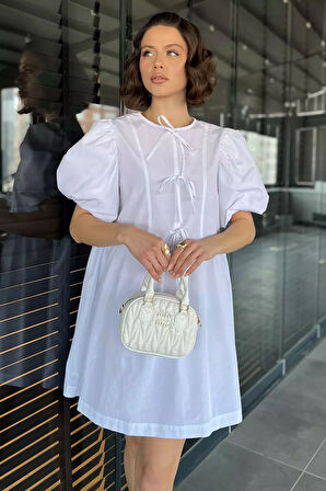 Kadın Ön Bağlamalı Prenses Kol Elbise