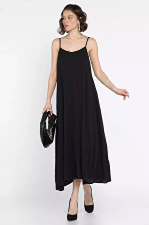 Kadın Ayarlanabilir Askılı Bol Kesim Elbise