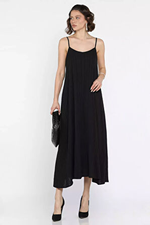 Kadın Ayarlanabilir Askılı Bol Kesim Elbise