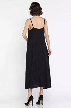 Kadın Ayarlanabilir Askılı Bol Kesim Elbise